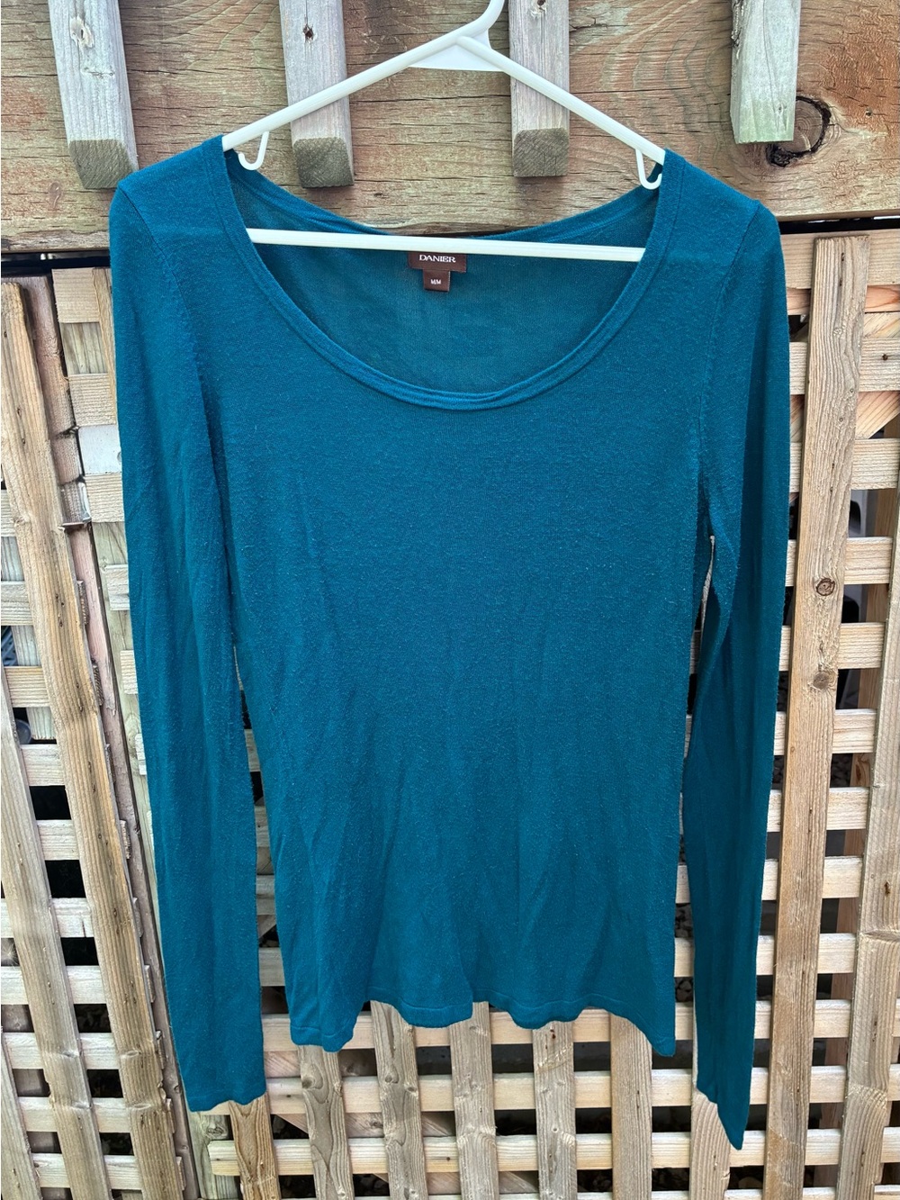 Danier Teal Long Sleeve Scoop Neck Top